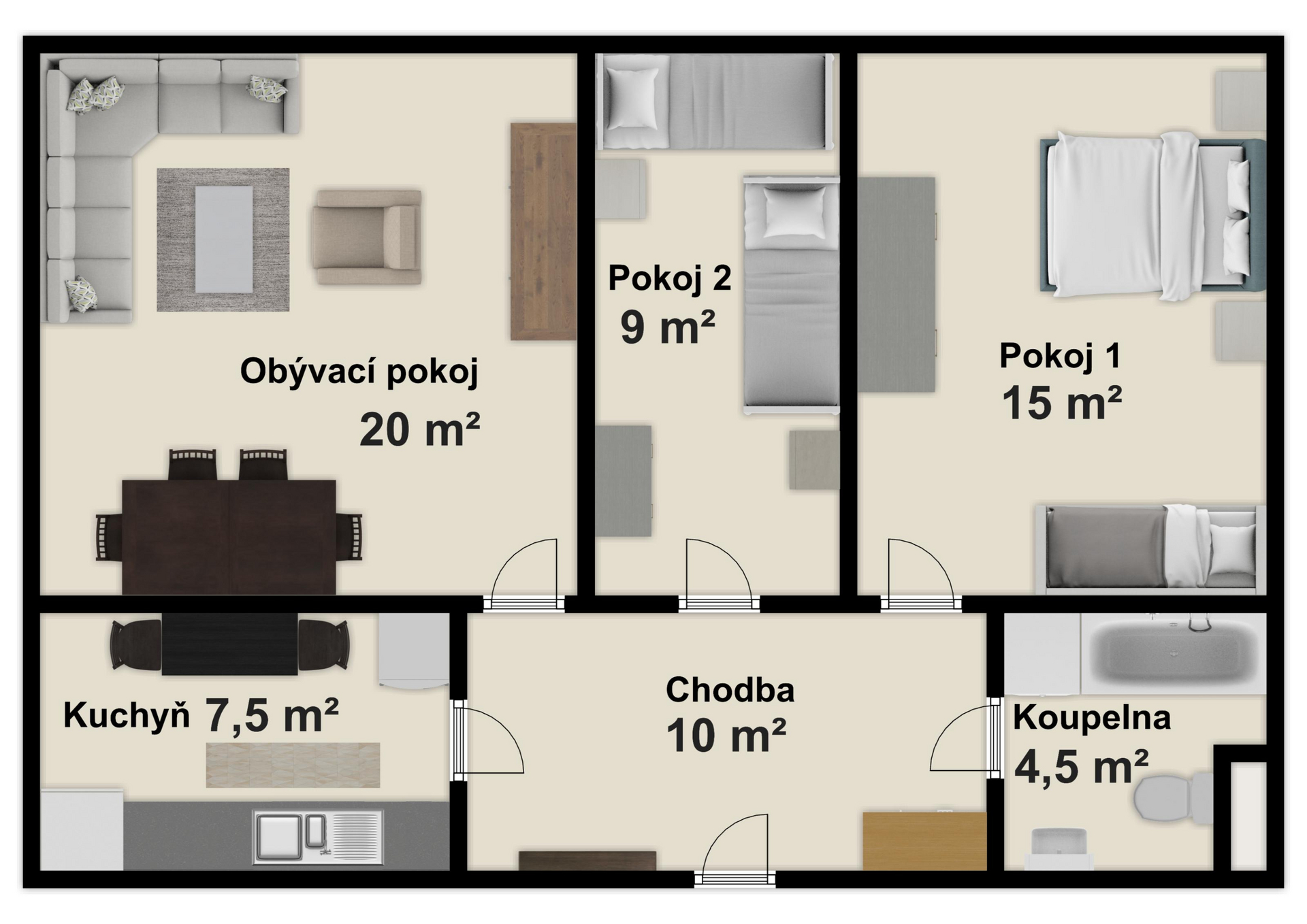 Chata Markétka - půdorys apartmán Horská louka