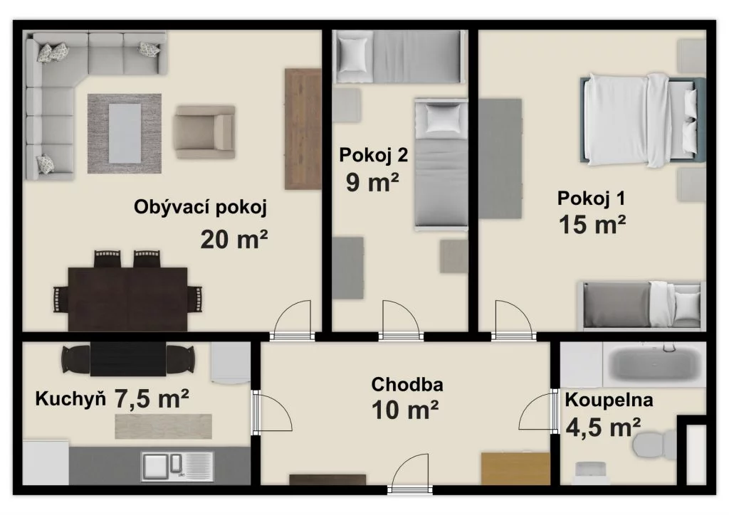 Chata Markétka - půdorys apartmánu 1. patro